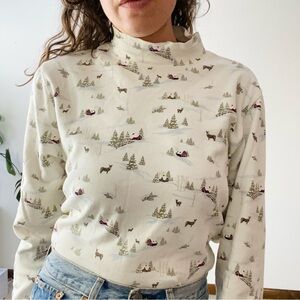 VINTAGE CROFT & BARROW Snowy Granny Turtleneck Top
